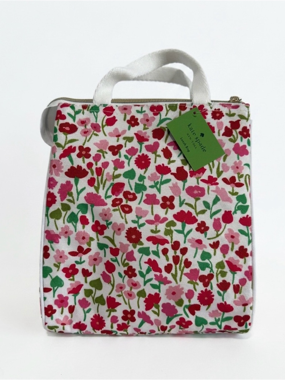 kate spade Floral Canvas Lunch Tote in Pink, Red and Green